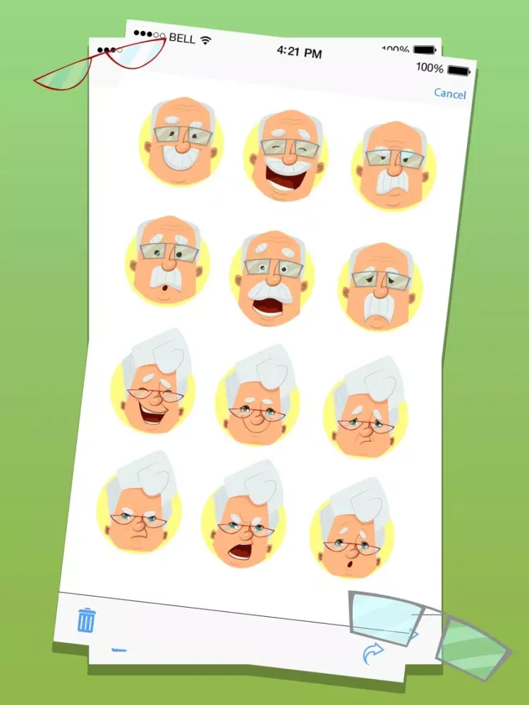 Old Man Expressions Emoticons Stickers iPad  Screenshots
