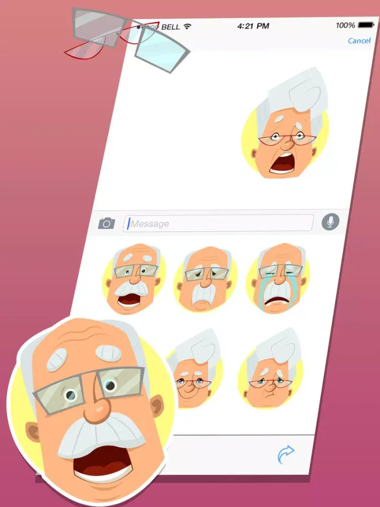 Old Man Expressions Emoticons Stickers iPad  Screenshots
