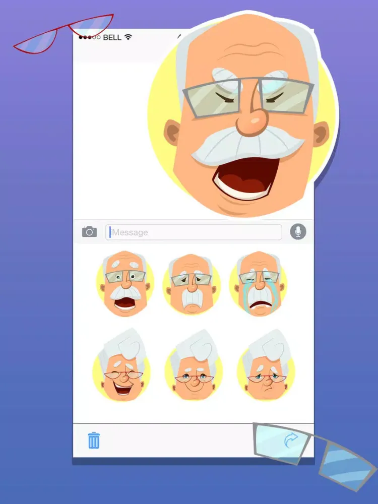 Old Man Expressions Emoticons Stickers iPad  Screenshots