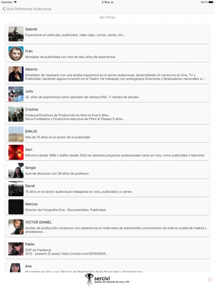 Capturas de pantalla de Guía profesional audiovisual iPad 