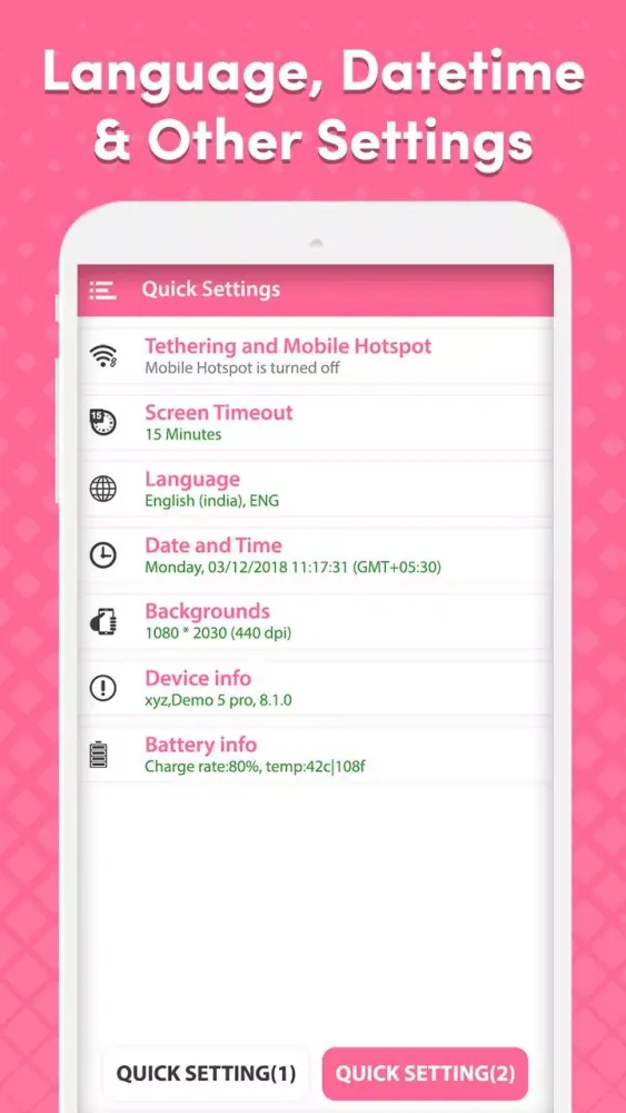 Quick Settings Screenshots