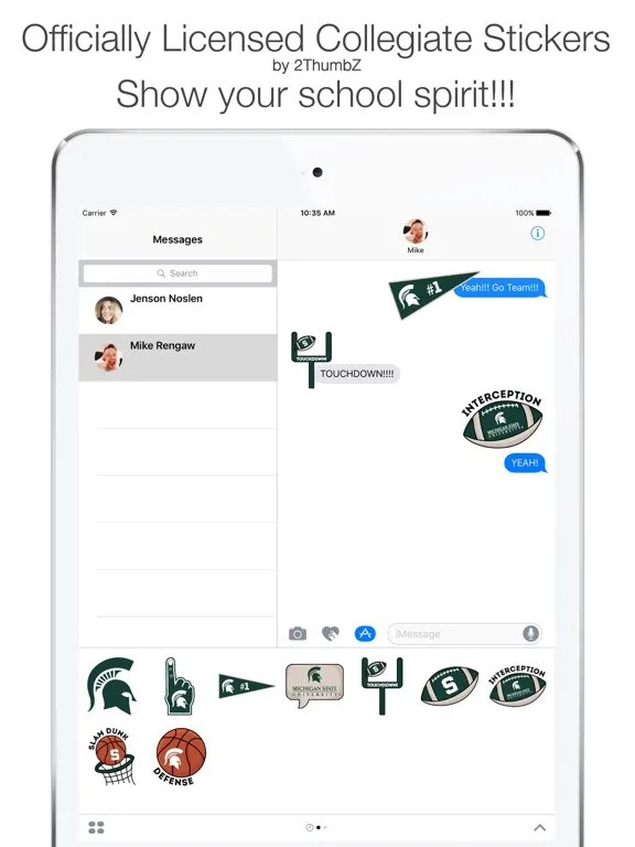Michigan State University Stickers for iMessage iPad  Screenshots