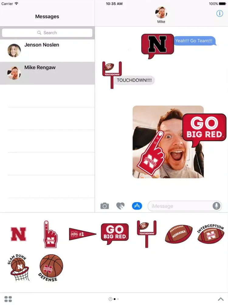 Capturas de tela do Nebraska Cornhuskers Stickers for iMessage iPad 