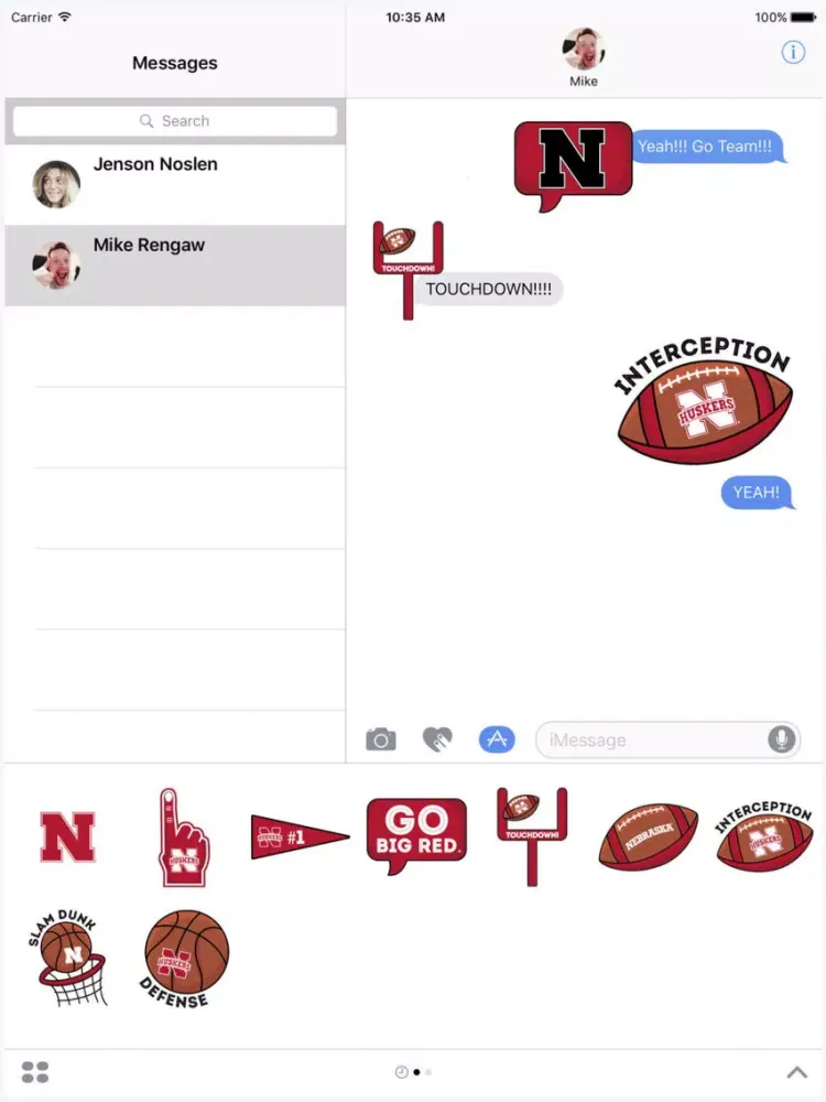 Capturas de tela do Nebraska Cornhuskers Stickers for iMessage iPad 