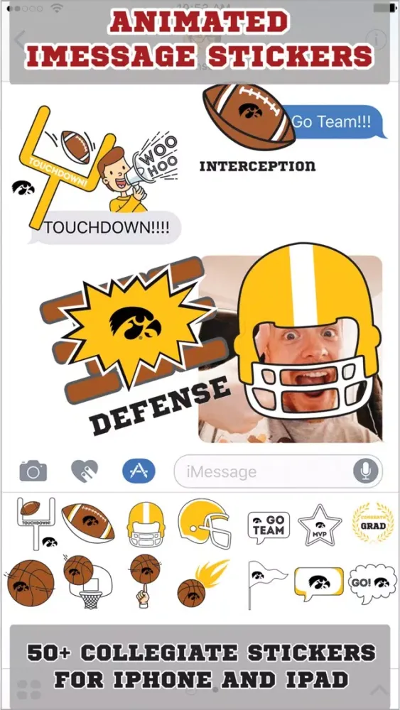 ภาพหน้าจอของ University of Iowa Hawkeyes Animated+Stickers