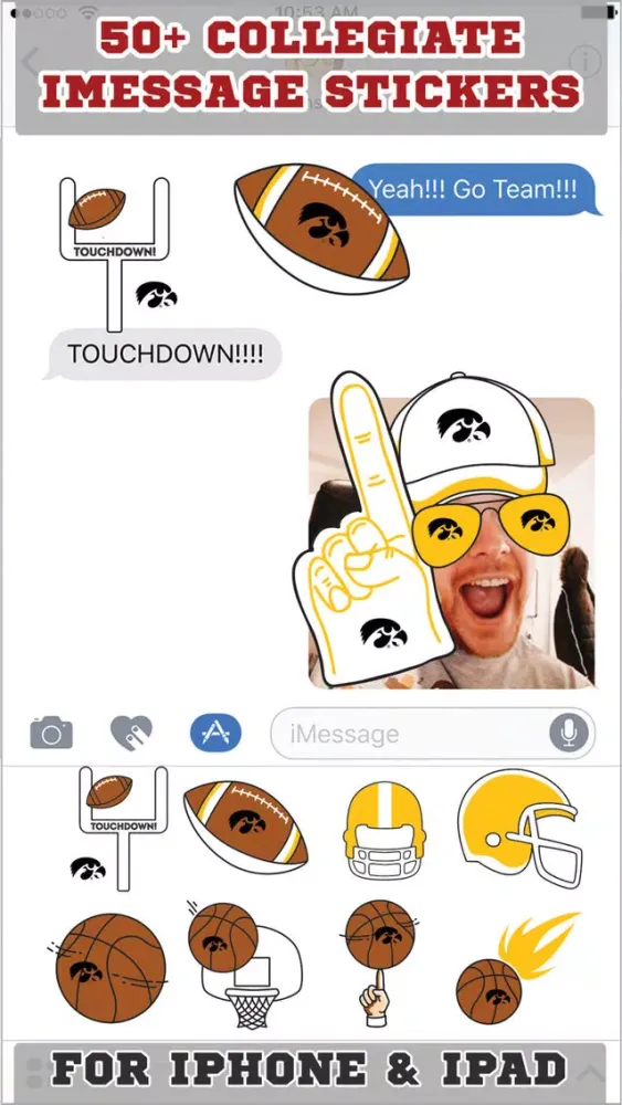 ภาพหน้าจอของ University of Iowa Hawkeyes Stickers PLUS
