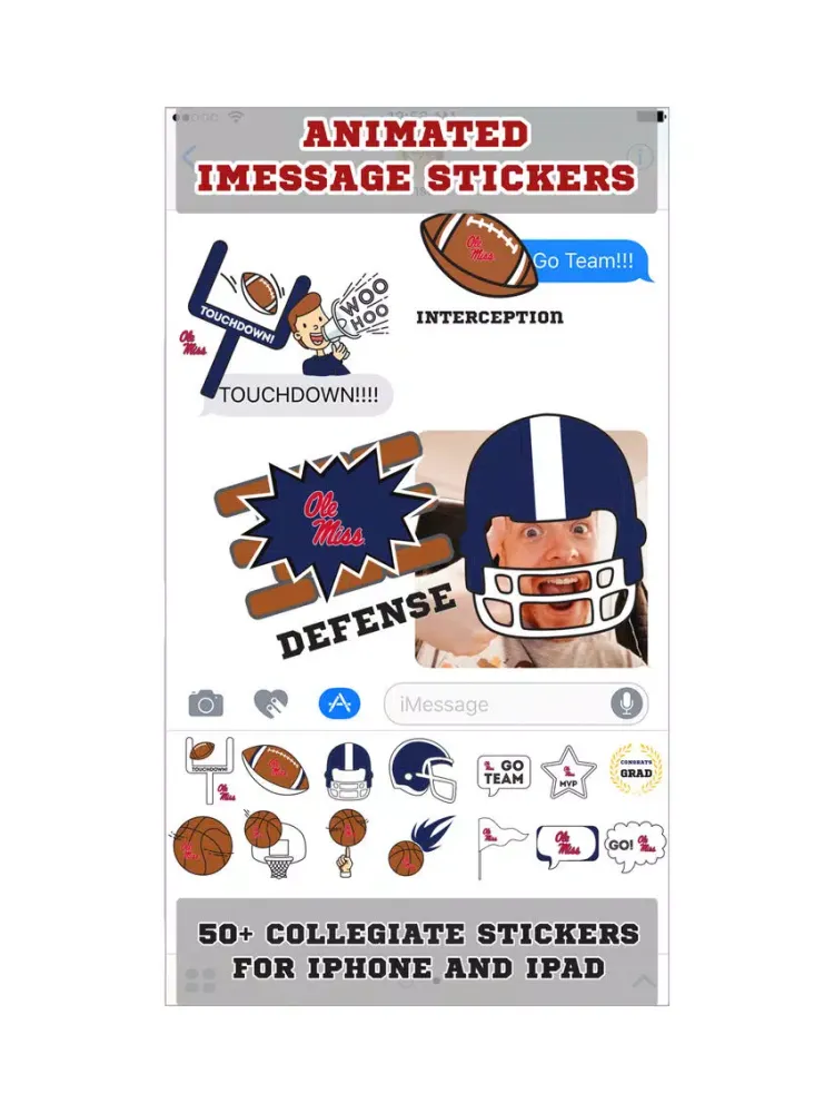 Ole Miss Rebels Animated+Stickers for iMessage iPad 应用截图