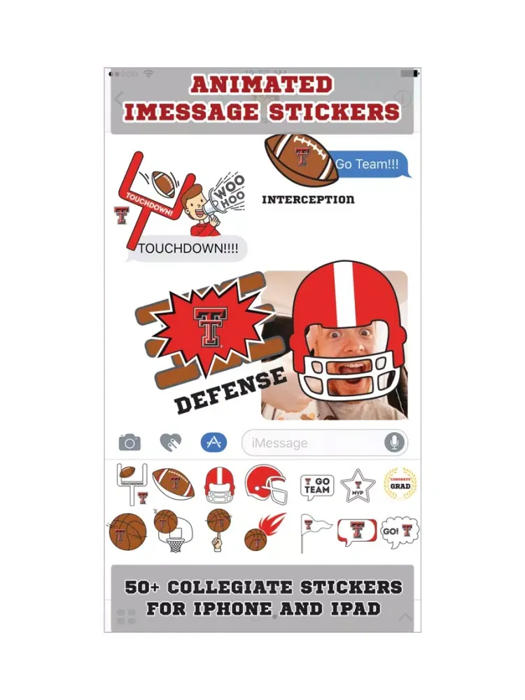 Texas Tech Red Raiders Animated+Stickers-iMessage iPad  Screenshots