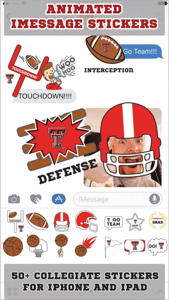 Texas Tech Red Raiders Animated+Stickers-iMessage Screenshots