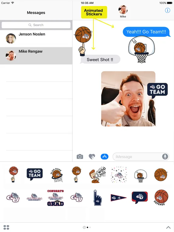 Captures d'écran de Gonzaga University Animated+Stickers for iMessage iPad 