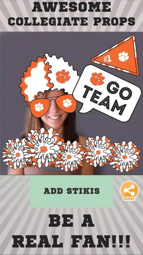 Clemson Tigers Selfie Stickers应用截图