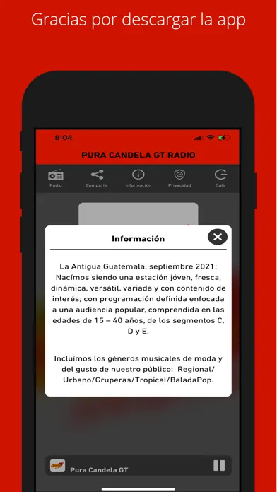 ภาพหน้าจอของ PURA CANDELA GT RADIO