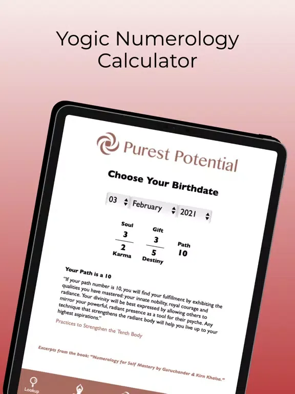 Capturas de tela do Yogic Numerology Calculator iPad 