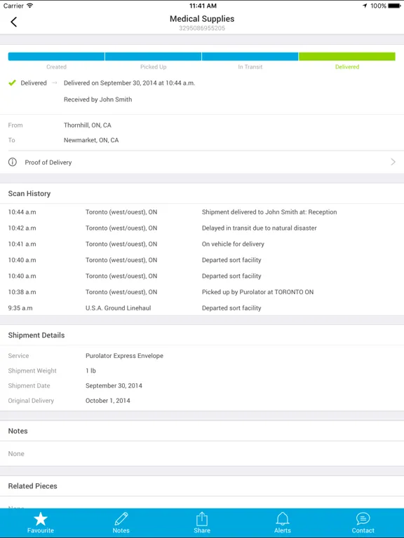 Purolator iPad  Screenshots