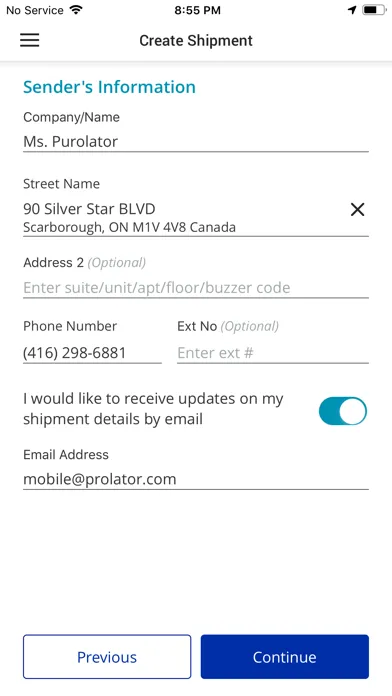 Purolator Screenshots