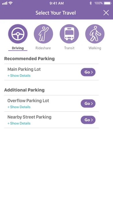Capturas de tela do Purple Wayfinding