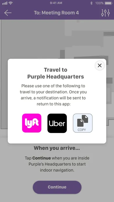 Capturas de tela do Purple Wayfinding