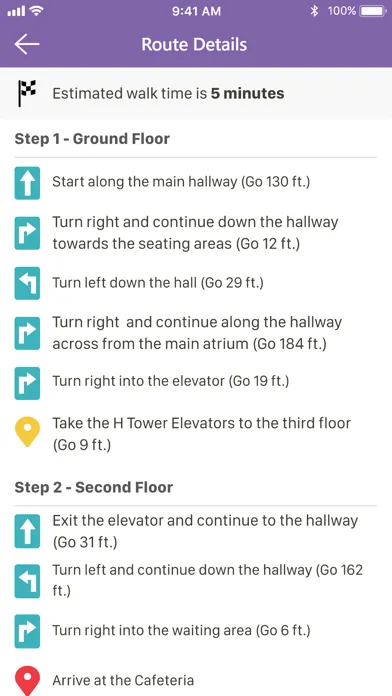 Capturas de tela do Purple Wayfinding