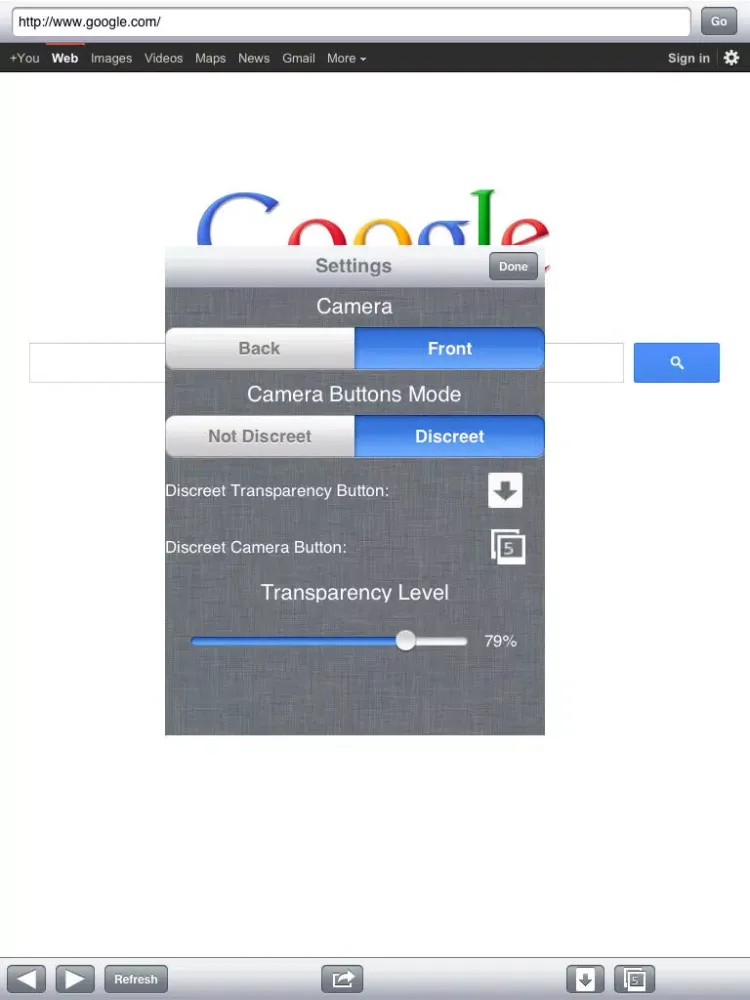 Capturas de pantalla de Hidden Camera - (With Web Browser Overlay) iPad 