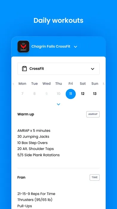 Capturas de tela do Chagrin Falls CrossFit
