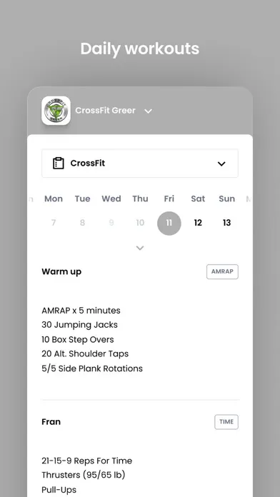 Capturas de tela do CrossFit Greer