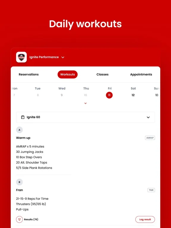 Ignite Performance and Fitness iPad  Screenshots