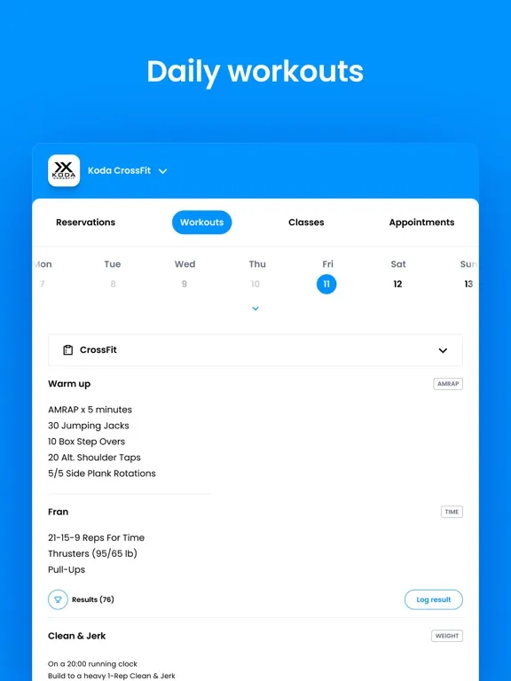 Koda CrossFit iPad  Screenshots