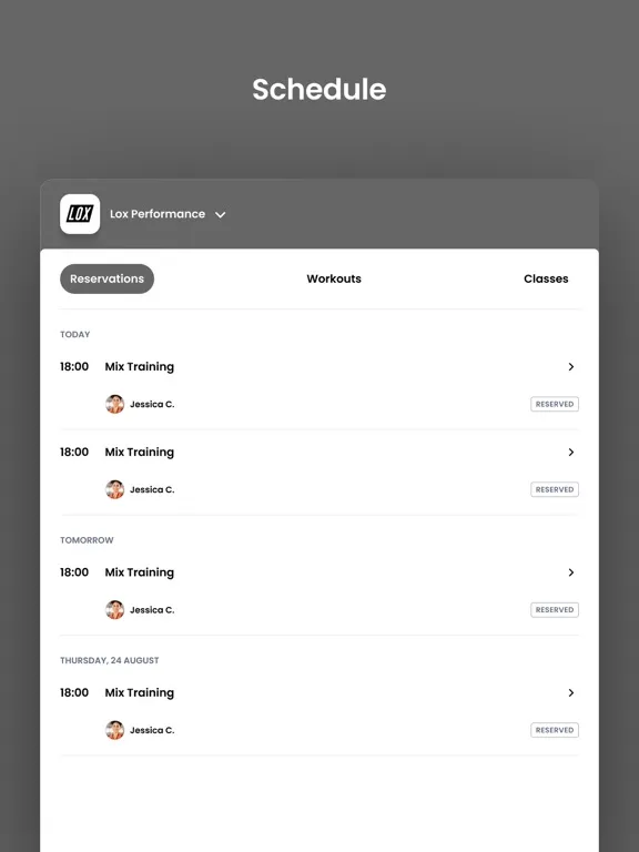 Ảnh chụp màn hình của Lox Performance iPad 