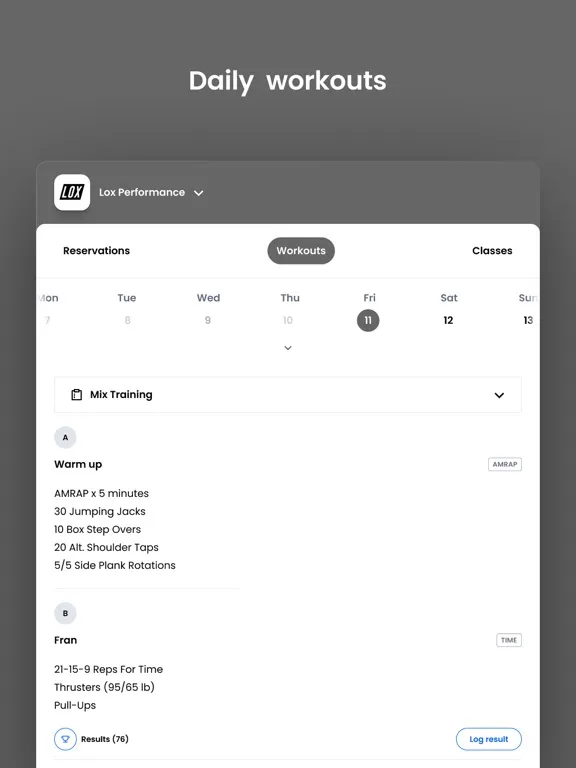 Ảnh chụp màn hình của Lox Performance iPad 