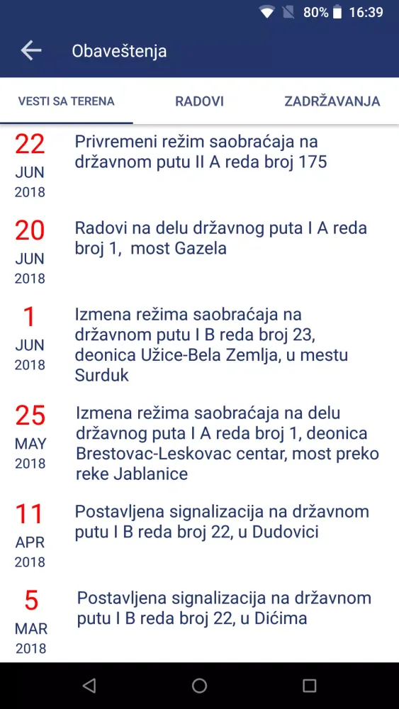 Putevi Srbije Ekran Görüntüleri
