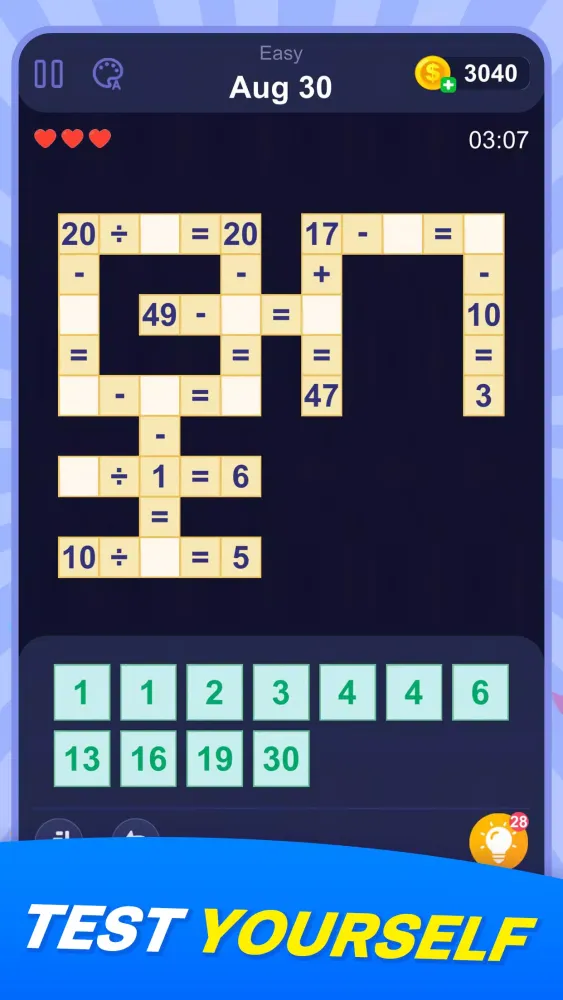 Tangkapan skrin Number Puzzle - Cross Math