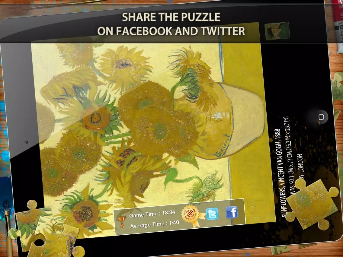 Vincent Van Gogh Jigsaw Puzzles - Play with Paintings. Prominent Masterpieces to recognize and put together iPad  سکرین شاٹس
