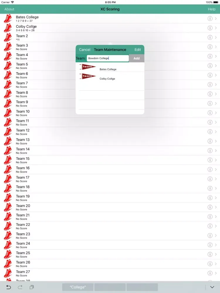 Capturas de tela do XC Scoring iPad 