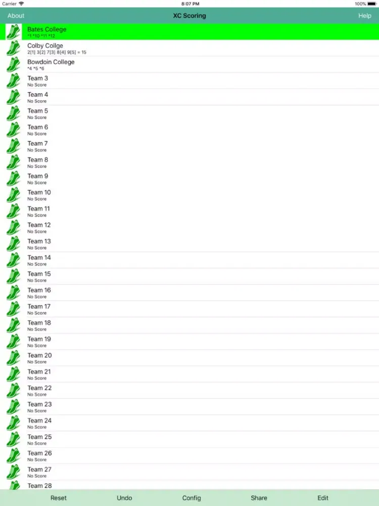 Capturas de tela do XC Scoring iPad 