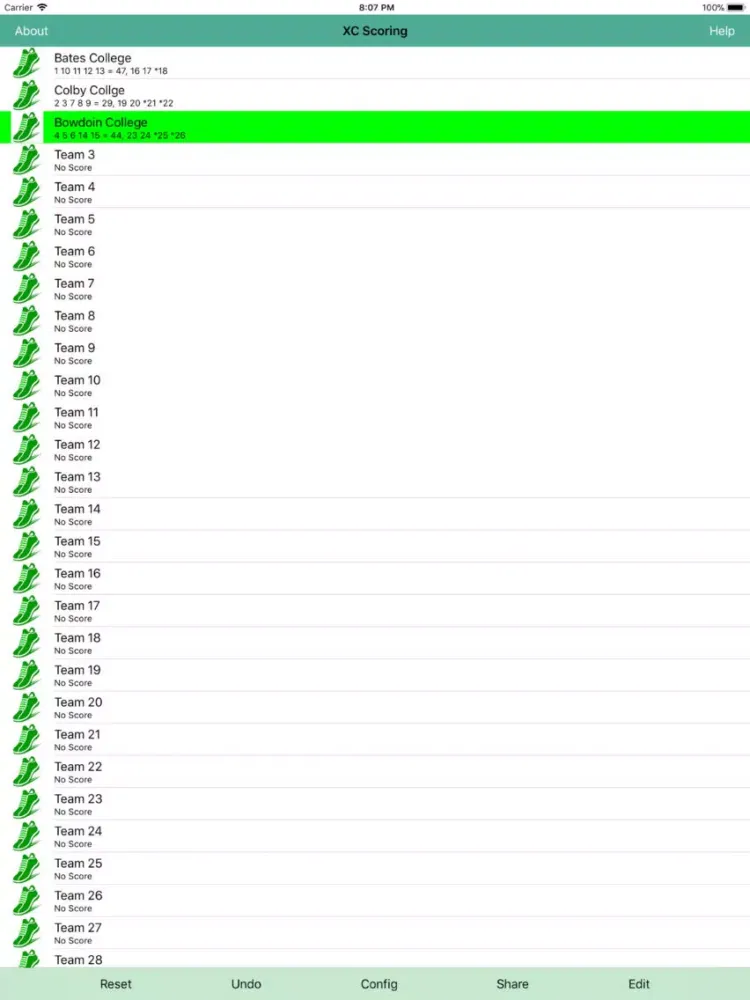 Capturas de tela do XC Scoring iPad 