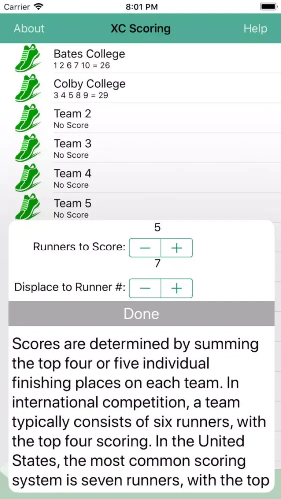 Capturas de tela do XC Scoring