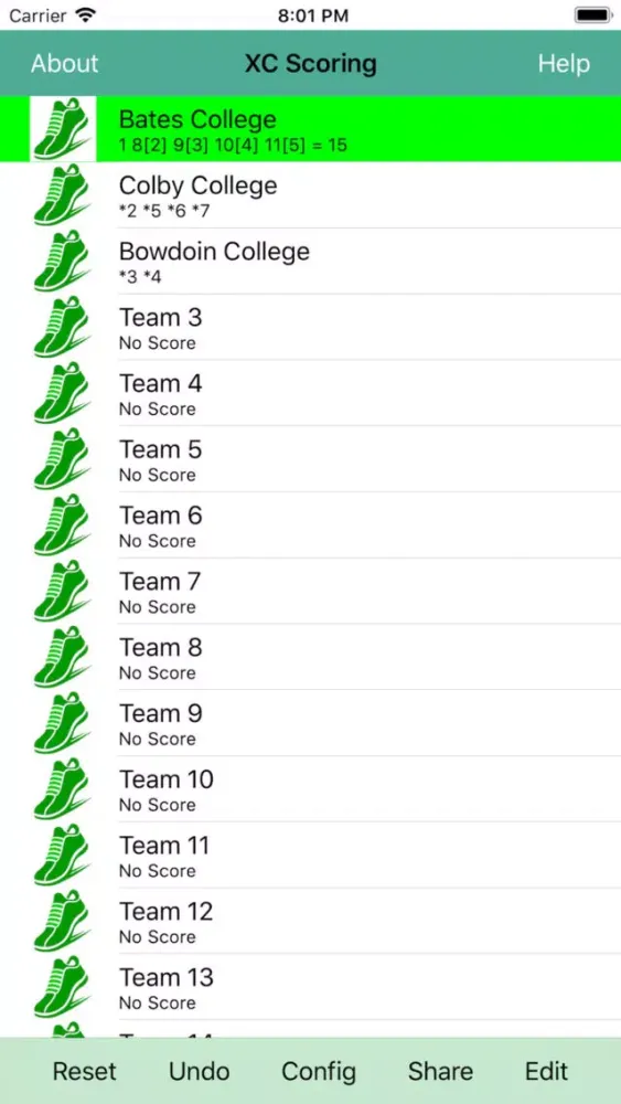 Capturas de tela do XC Scoring