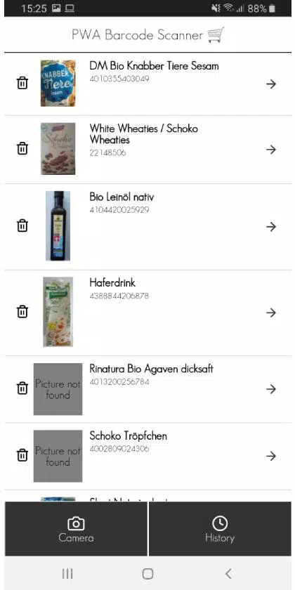 PWA Barcode Scannerscreenshot dell'app3
