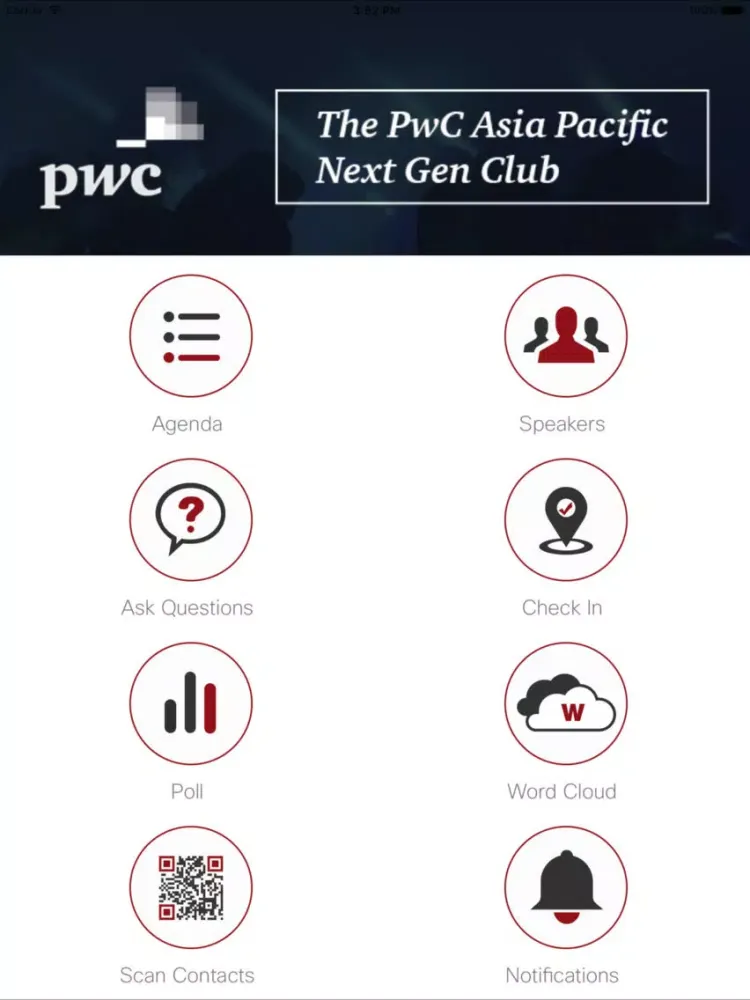 Capturas de tela do PwC Asia Pacific Next Gen Club iPad 