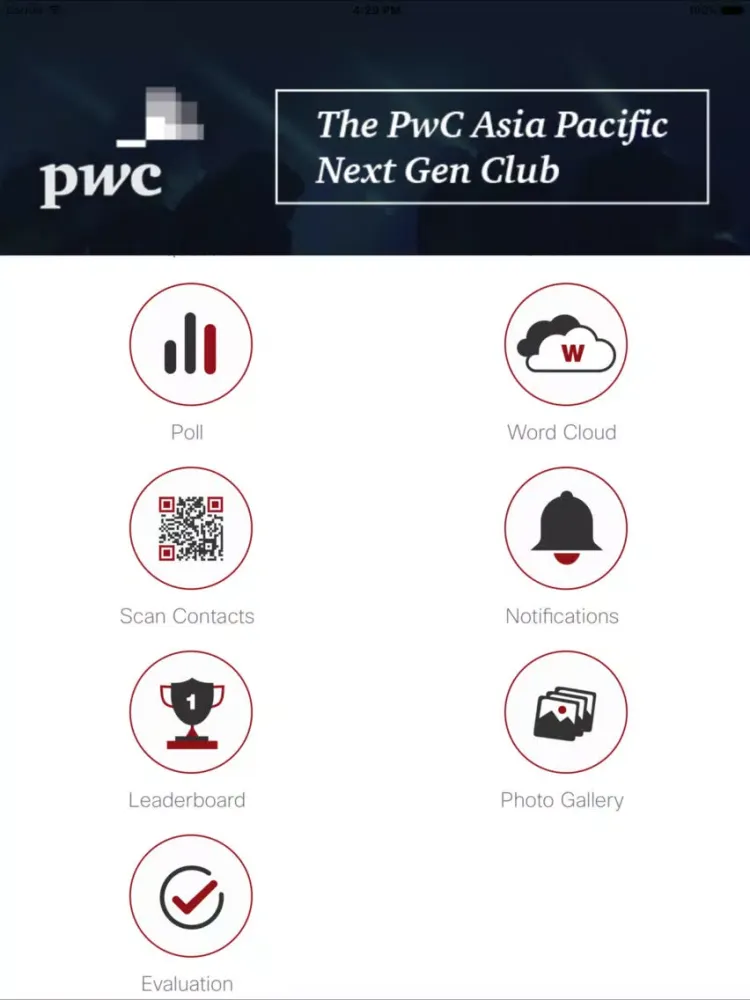 Capturas de tela do PwC Asia Pacific Next Gen Club iPad 