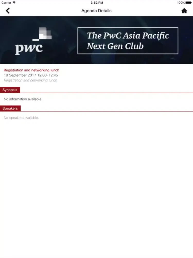 Capturas de tela do PwC Asia Pacific Next Gen Club iPad 