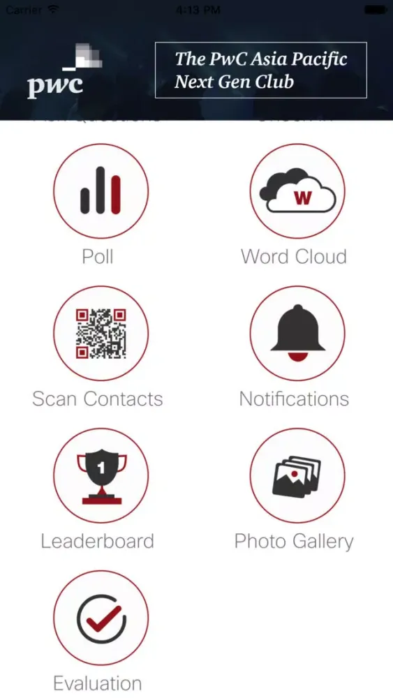 Capturas de tela do PwC Asia Pacific Next Gen Club
