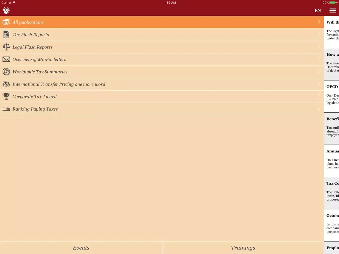 ภาพหน้าจอของ PwC Tax Guru iPad 