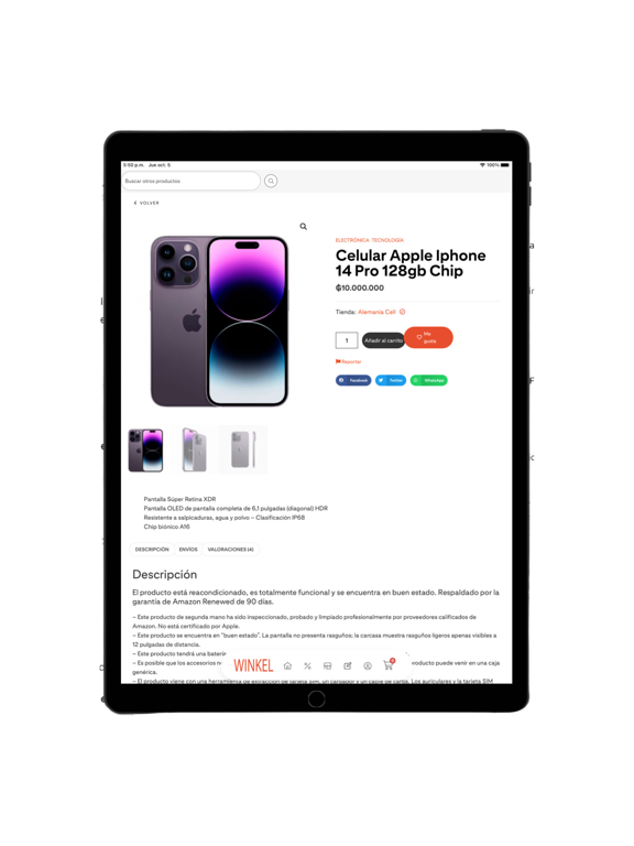 Ảnh chụp màn hình của Winkel iPad 