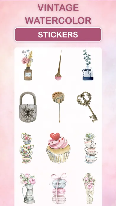 Vintage Watercolor Stickers سکرین شاٹس