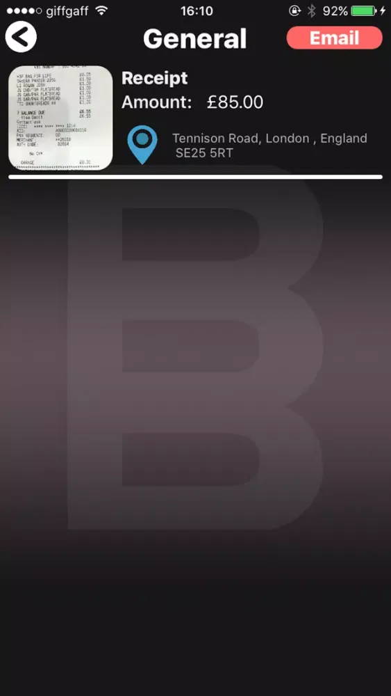 Receipts 스크린샷
