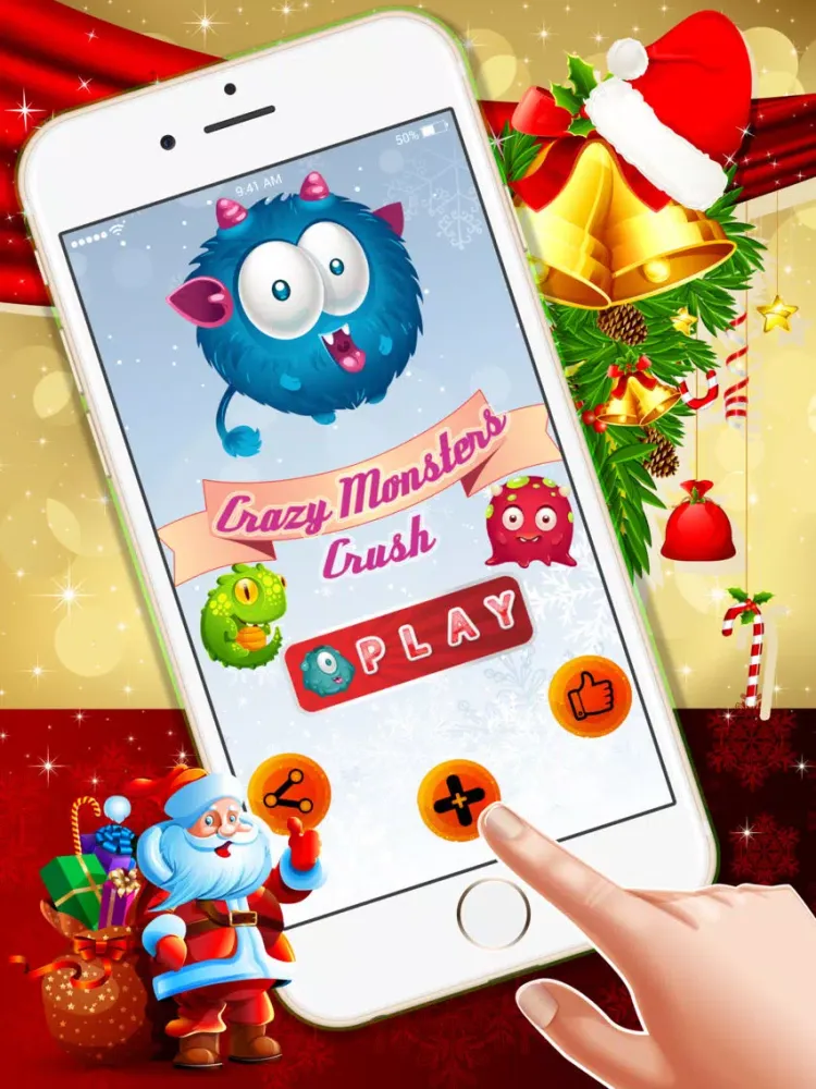 Zrzuty ekranu Crazy Monster Crush: - A match 3 puzzles for Christmas season iPad 