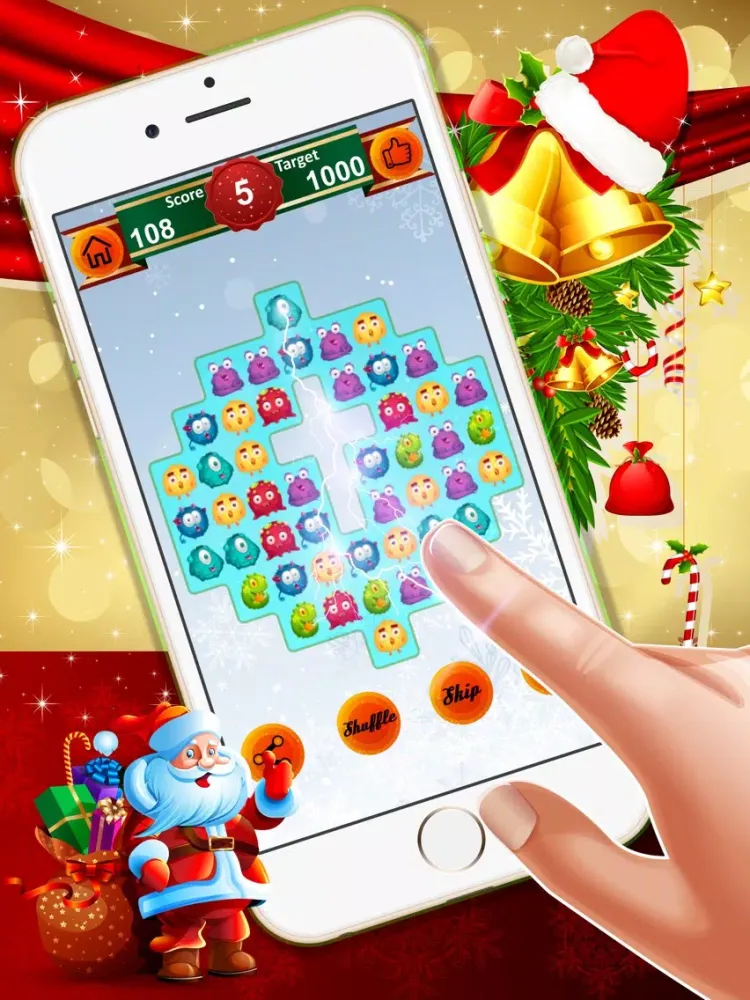 Zrzuty ekranu Crazy Monster Crush: - A match 3 puzzles for Christmas season iPad 