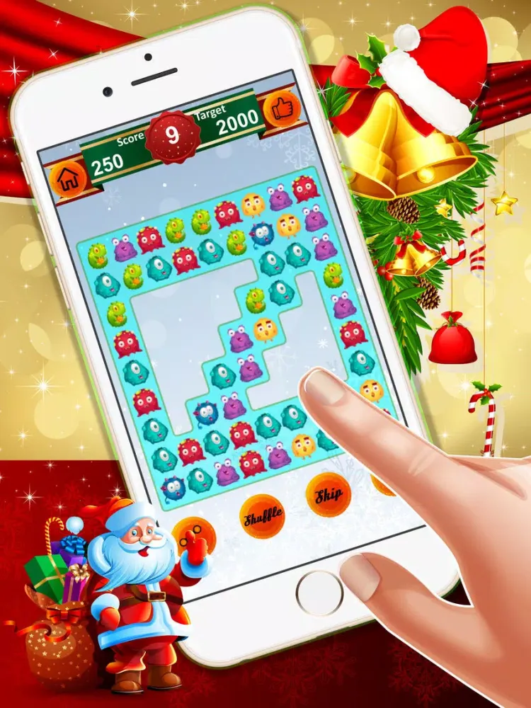 Zrzuty ekranu Crazy Monster Crush: - A match 3 puzzles for Christmas season iPad 