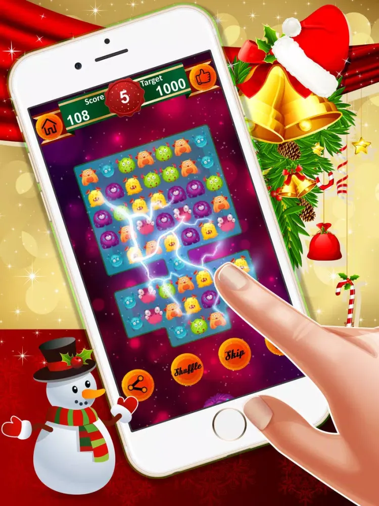 Fluffy Monster match 3 : - A super fun matching game of mighty monsters for Christmas ! iPad  Screenshots